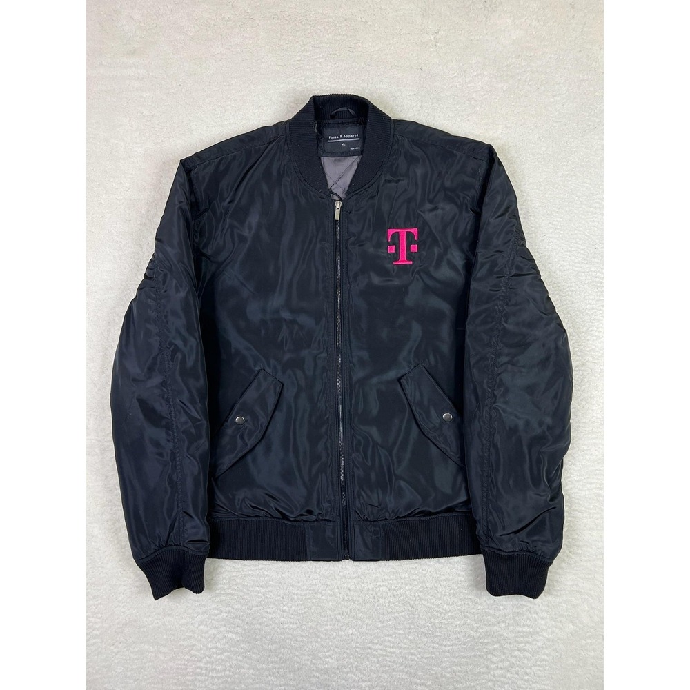 T-Mobile Jacket Men's XL Black Full Zip Bomber Best Network Satin Fossa